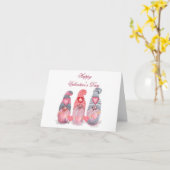 Carte Joyeuse Saint-Valentin Cute Gnomes avec des cœurs (Fleur jaune)