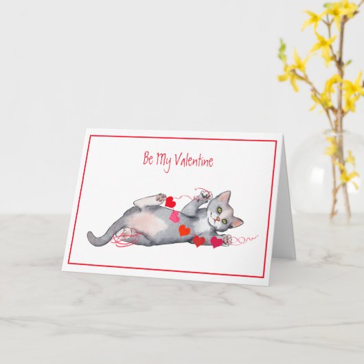 Carte Joyeuse Saint-Valentin de la part du Chat (Fleur jaune)