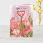 Carte Joyeuse Saint-Valentin Dieu est Amour Écriture Tul (Fleur jaune)