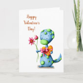 Carte Joyeuse Saint-Valentin Dinosaure (Devant)
