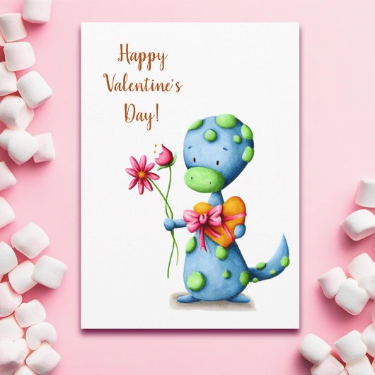 Carte Joyeuse Saint-Valentin Dinosaure