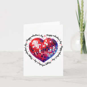 Carte Joyeuse Saint-Valentin Drôle Coquette Rouge Disco