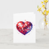 Carte Joyeuse Saint-Valentin Drôle Coquette Rouge Disco  (Fleur jaune)