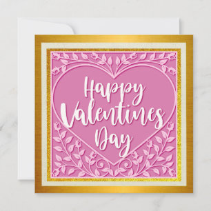 Carte Joyeuse Saint-Valentin élégante Or & Coeur Chaud