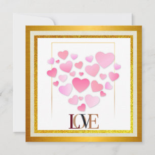 Carte Joyeuse Saint-Valentin élégante Or & Coeur Chaud