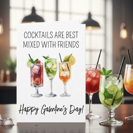 Carte Joyeuse Saint-Valentin entre amies Cocktail Amies