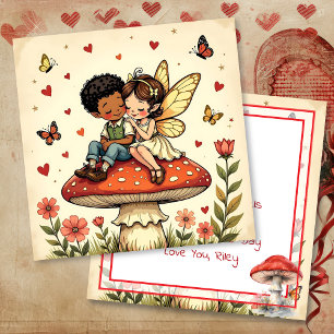Carte Joyeuse Saint-Valentin Fée de Cottage Rétro