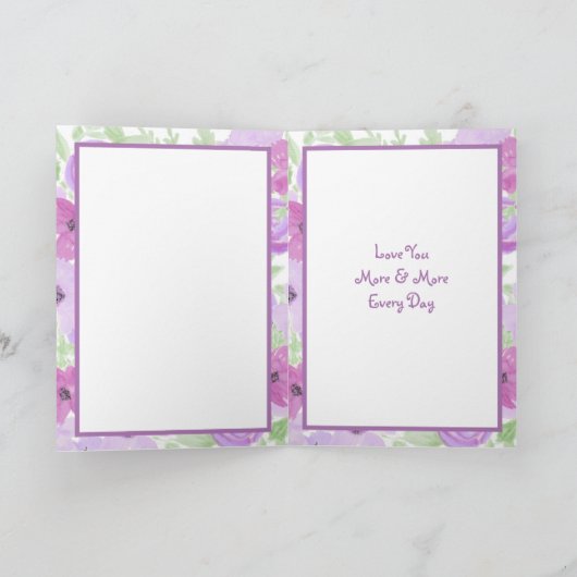 Carte Joyeuse Saint-Valentin Fleur Florale Violette (Intérieur)