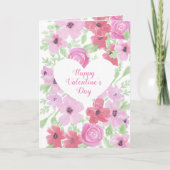 Carte Joyeuse Saint-Valentin Fleurs Roses Jolies (Devant)