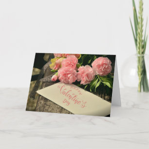 Carte Joyeuse Saint-Valentin Fleurs Roses pour Elle