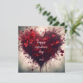 Carte Joyeuse Saint-Valentin - Fleurs Rouges Plein le Cœ (Debout devant)