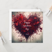 Carte Joyeuse Saint-Valentin - Fleurs Rouges Plein le Cœ (Devant/Arrière en situation)