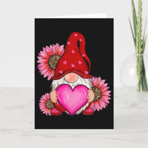 Carte Joyeuse Saint-Valentin Gnome avec tournesol léopar