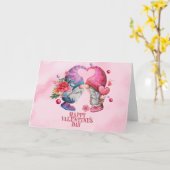 Carte Joyeuse Saint-Valentin Gnomes Aquarelle (Fleur jaune)