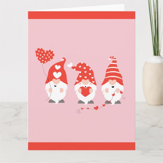Carte Joyeuse Saint-Valentin Gnomes Rouge (Devant)