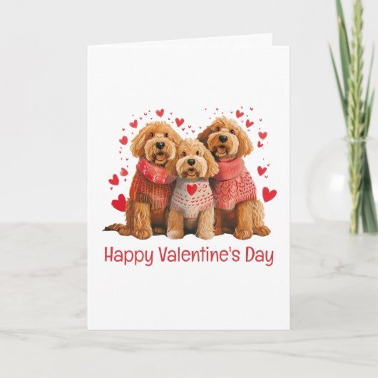 Carte Joyeuse Saint-Valentin Goldendoodle Chiens (Devant)