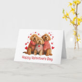 Carte Joyeuse Saint-Valentin Goldendoodle Chiens (Fleur jaune)