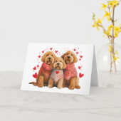 Carte Joyeuse Saint-Valentin Goldendoodle Chiens (Fleur jaune)