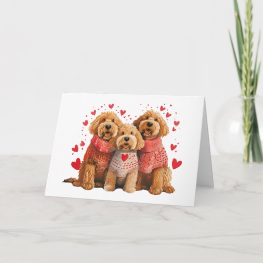 Carte Joyeuse Saint-Valentin Goldendoodle Chiens (Devant)