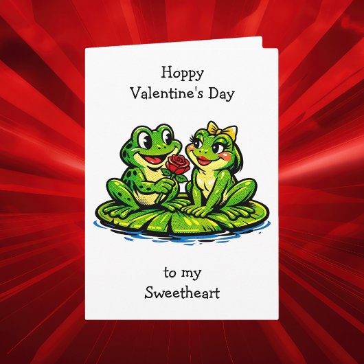 Carte Joyeuse Saint-Valentin | Grenouilles Rétro