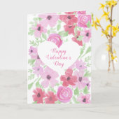 Carte Joyeuse Saint-Valentin Jolie Florale Rose (Fleur jaune)