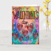 Carte Joyeuse Saint-Valentin Jolis Cœurs Floraux (Fleur jaune)