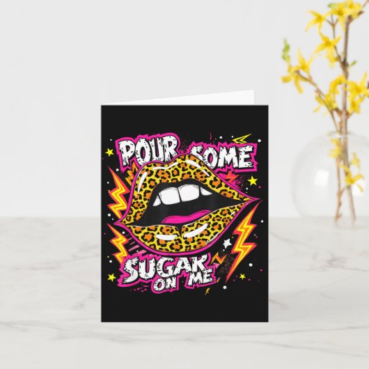 Carte Joyeuse Saint-Valentin Léopard Lèvres T'es Un Amou (Fleur jaune)