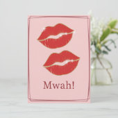Carte Joyeuse Saint Valentin lèvres rouges Mwah (Debout devant)