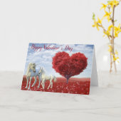 Carte Joyeuse Saint-Valentin licorne mère et son petit (Fleur jaune)