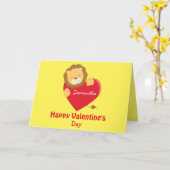 Carte Joyeuse Saint-Valentin Ma Fille Thème lion (Fleur jaune)