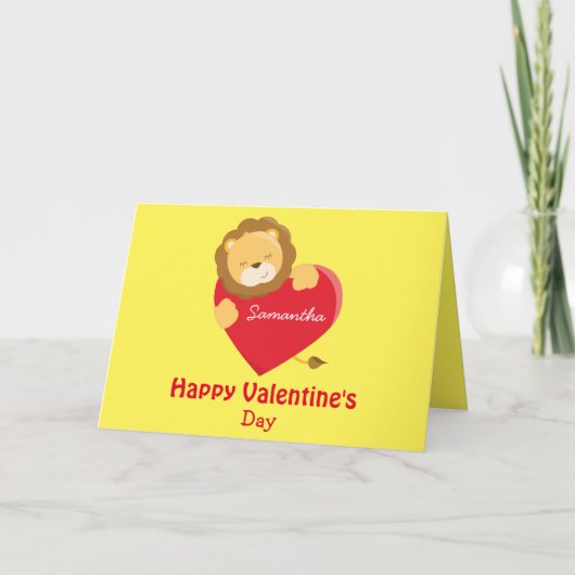 Carte Joyeuse Saint-Valentin Ma Fille Thème lion (Devant)