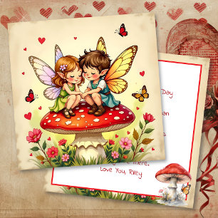 Carte Joyeuse Saint-Valentin Maisonnette Vintage Fée