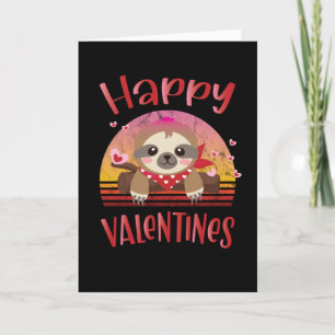 Carte Joyeuse Saint-Valentin Mignon Paresseux Rétro Vint
