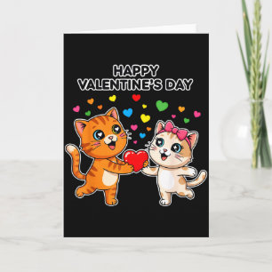 Carte Joyeuse Saint-Valentin Mignons Chats Amour Cœur Ca