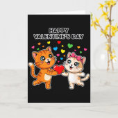 Carte Joyeuse Saint-Valentin Mignons Chats Amour Cœur Ca (Fleur jaune)