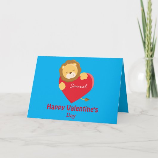 Carte Joyeuse Saint-Valentin Mon Fils thème Lion (Devant)