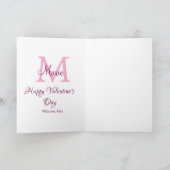 Carte Joyeuse Saint-Valentin monogramme rose nom amour f (Intérieur)