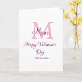 Carte Joyeuse Saint-Valentin monogramme rose nom amour f (Fleur jaune)