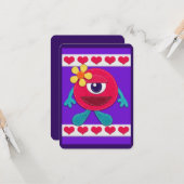 Carte Joyeuse Saint-Valentin ! Monstre Fantaisiste (Devant/Arrière en situation)