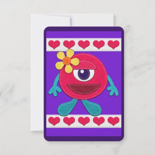 Carte Joyeuse Saint-Valentin ! Monstre Fantaisiste (Devant)