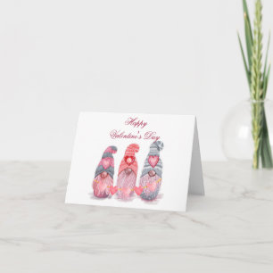 Carte Joyeuse Saint-Valentin Nains Mignons avec des Cœur