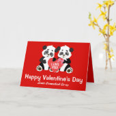 Carte Joyeuse Saint-Valentin Panda École à la maison Coo (Fleur jaune)
