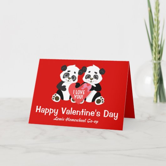 Carte Joyeuse Saint-Valentin Panda École à la maison Coo (Devant)