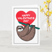 Carte Joyeuse Saint-Valentin | Paresseux mignon (Fleur jaune)