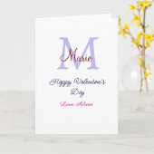 Carte Joyeuse Saint-Valentin pastel violet monogramme ro (Fleur jaune)