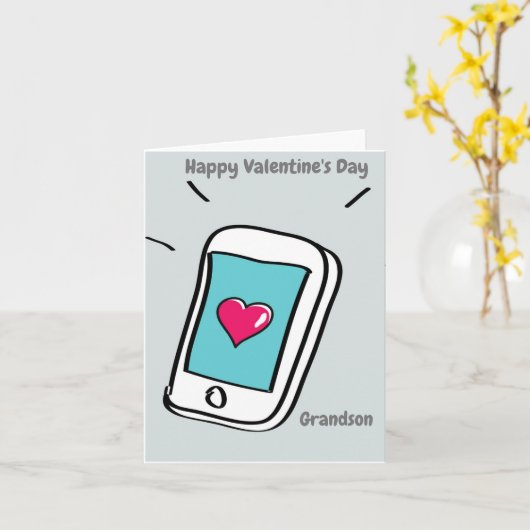 Carte Joyeuse Saint-Valentin Petit-fils (Fleur jaune)