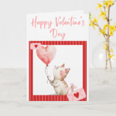 Carte Joyeuse Saint-Valentin Polaroid d'un Chat Design (Fleur jaune)