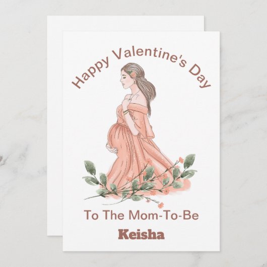 Carte Joyeuse Saint-Valentin Pour La Future Maman (Devant / Derrière)