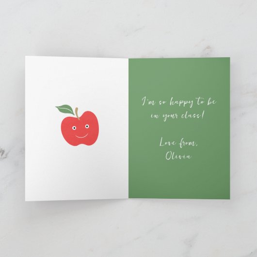 Carte Joyeuse Saint-Valentin Professeur Cœurs Pomme Plié (Intérieur)