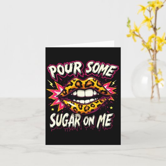 Carte Joyeuse Saint-Valentin Rétro Lèvres de Léopard T'e (Fleur jaune)